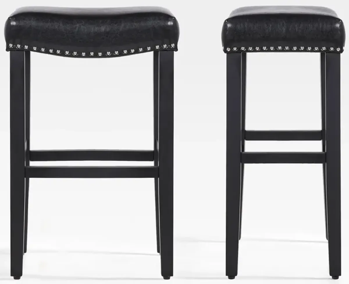 WestinTrends 29" Upholstered Saddle Seat Bar Stool (Set of 2)