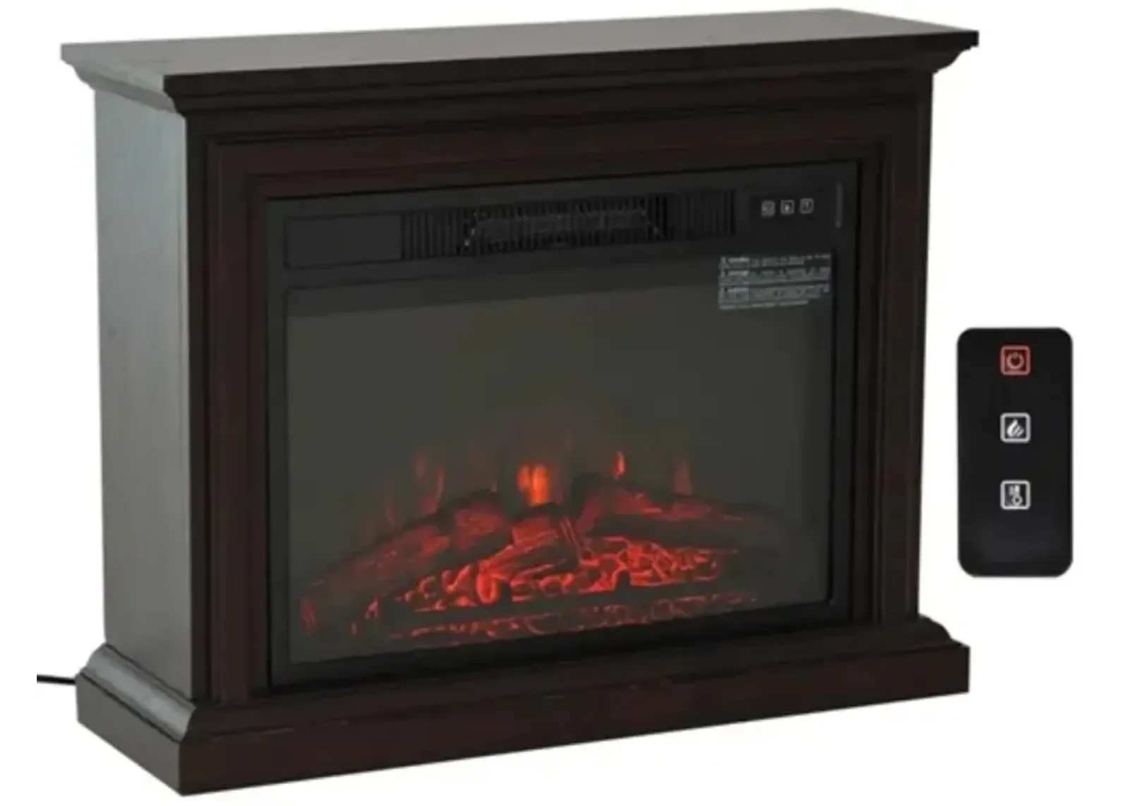 31 inch Dark Brown Electric Fireplace Heater Dimmable Flame Effect and Mantel w/ Remote Control