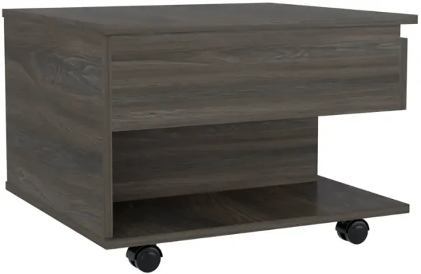 Luanda Lift Top Coffee Table, Casters, One Shelf -White / Light Oak