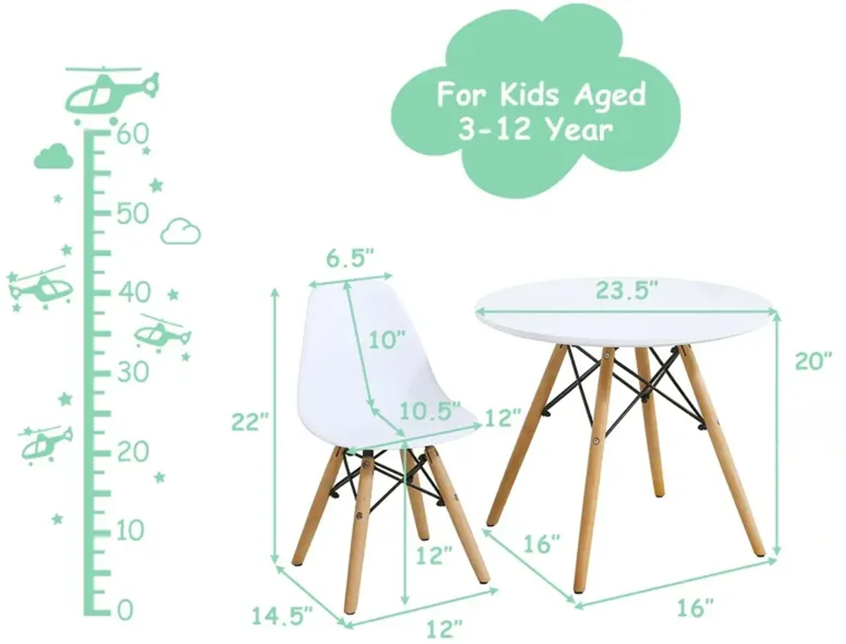 5 Pieces Kids Mid-Century Modern Table Chairs Set