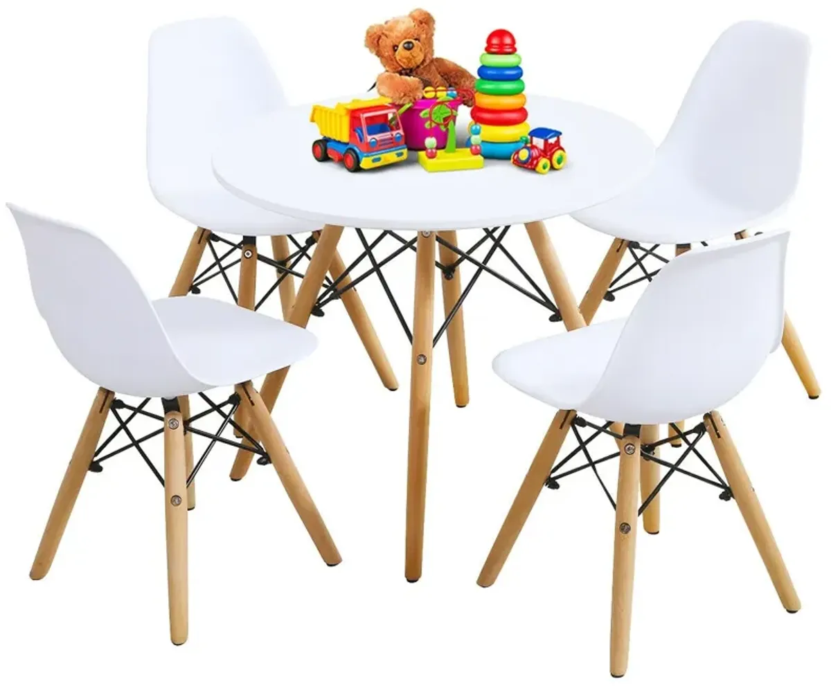 5 Pieces Kids Mid-Century Modern Table Chairs Set