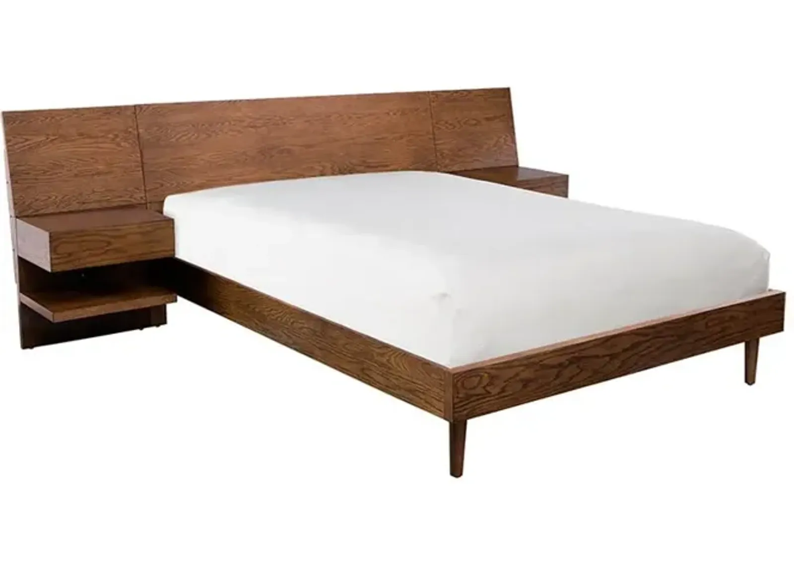 Belen Kox Bed with 2 Nightstands - Pecan, Queen Size, Belen Kox