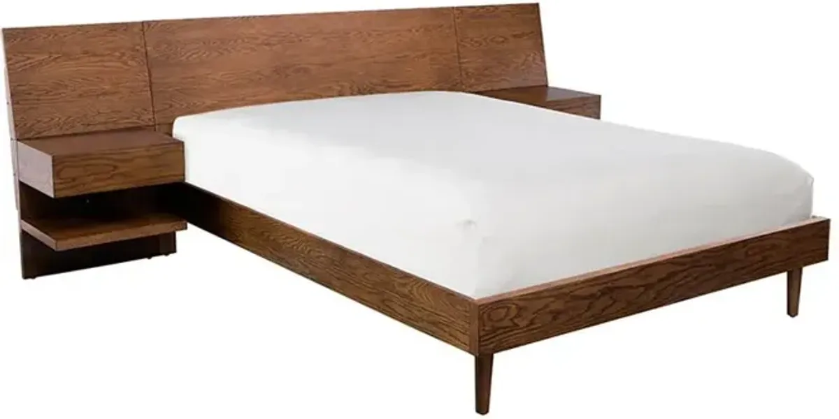 Belen Kox Bed with 2 Nightstands - Pecan, Queen Size, Belen Kox