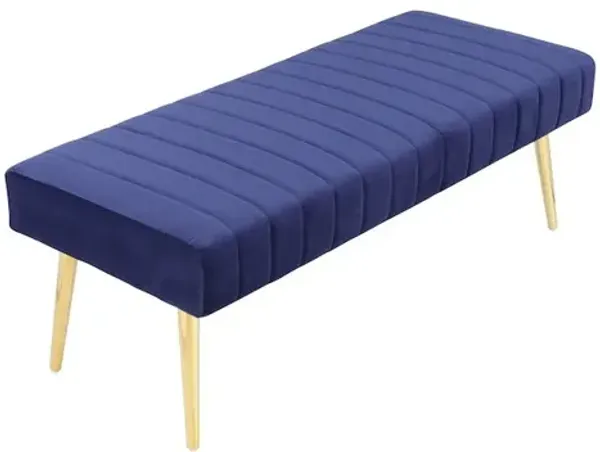 Pangea Home Gold Hilda Bench Velvet Navy
