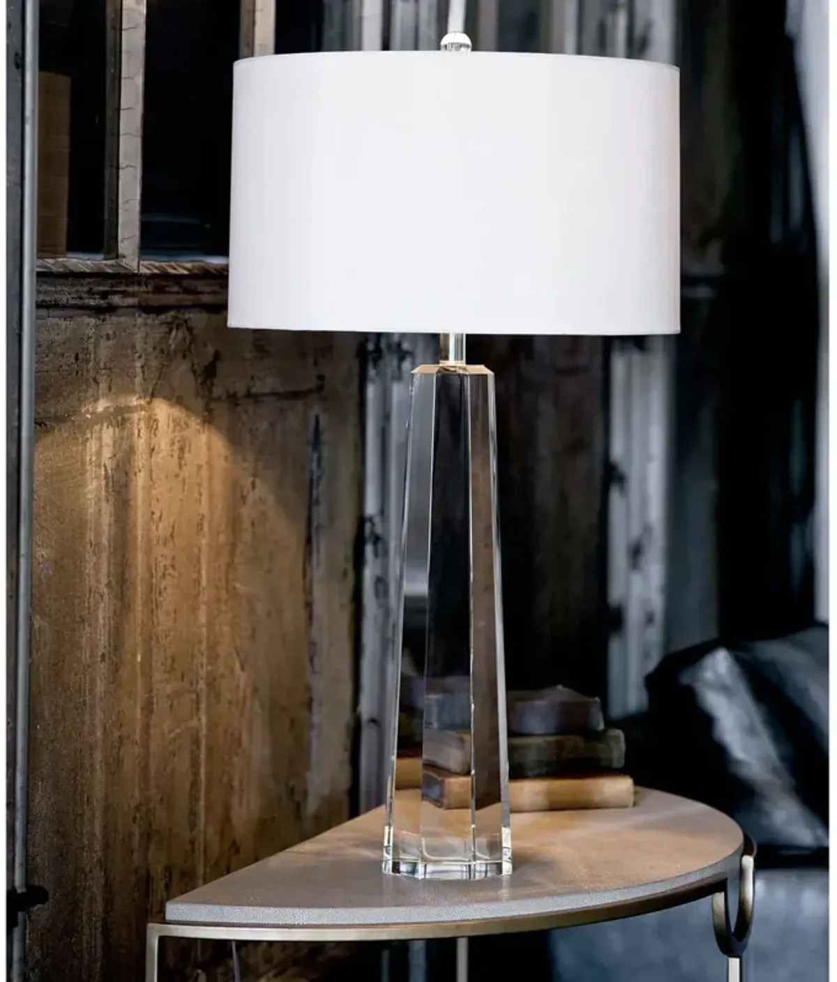 Tapered Hex Crystal Table Lamp