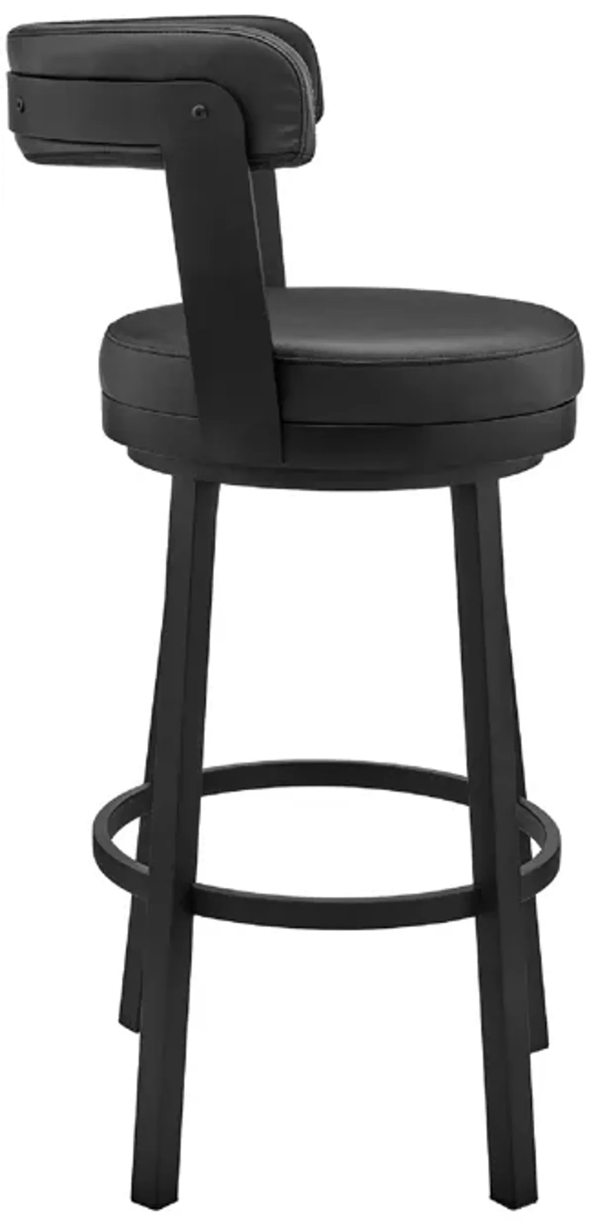 Swivel Barstool with Curved Open Back and Metal Legs, Gray and Black-Benzara