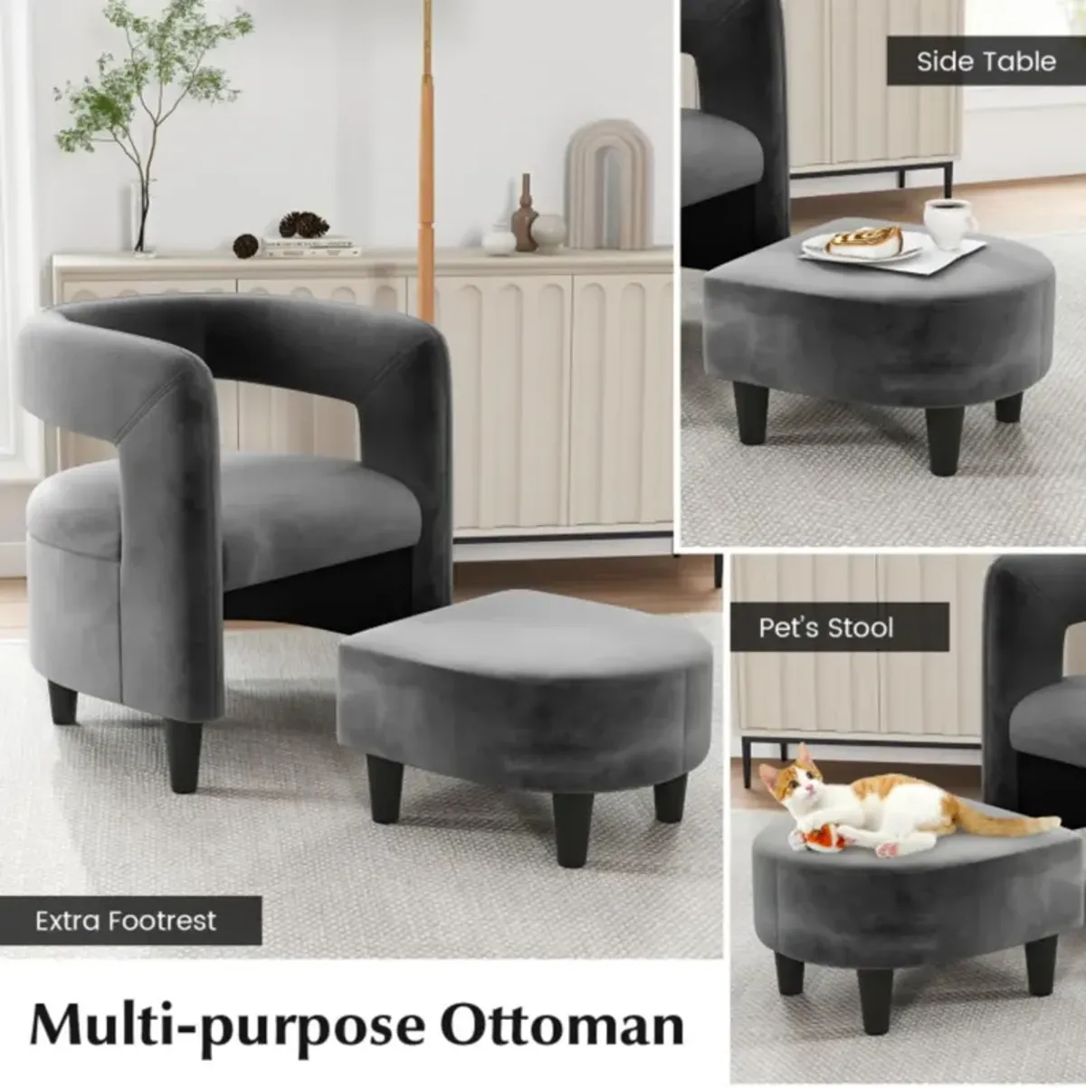 Hivvago Comfy Accent Armchair with Footrest