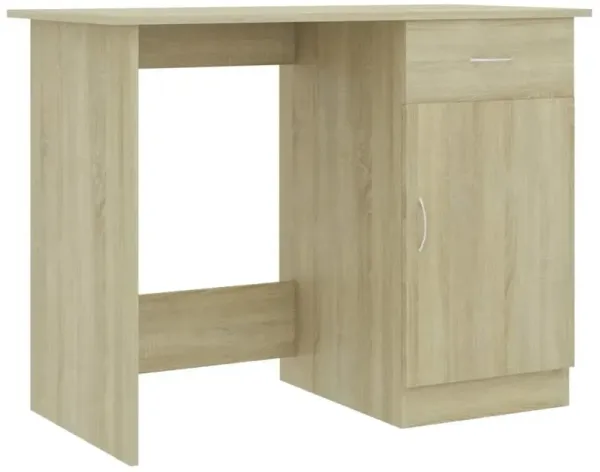 vidaXL Desk Sonoma Oak 39.4"x19.7"x29.9" Chipboard