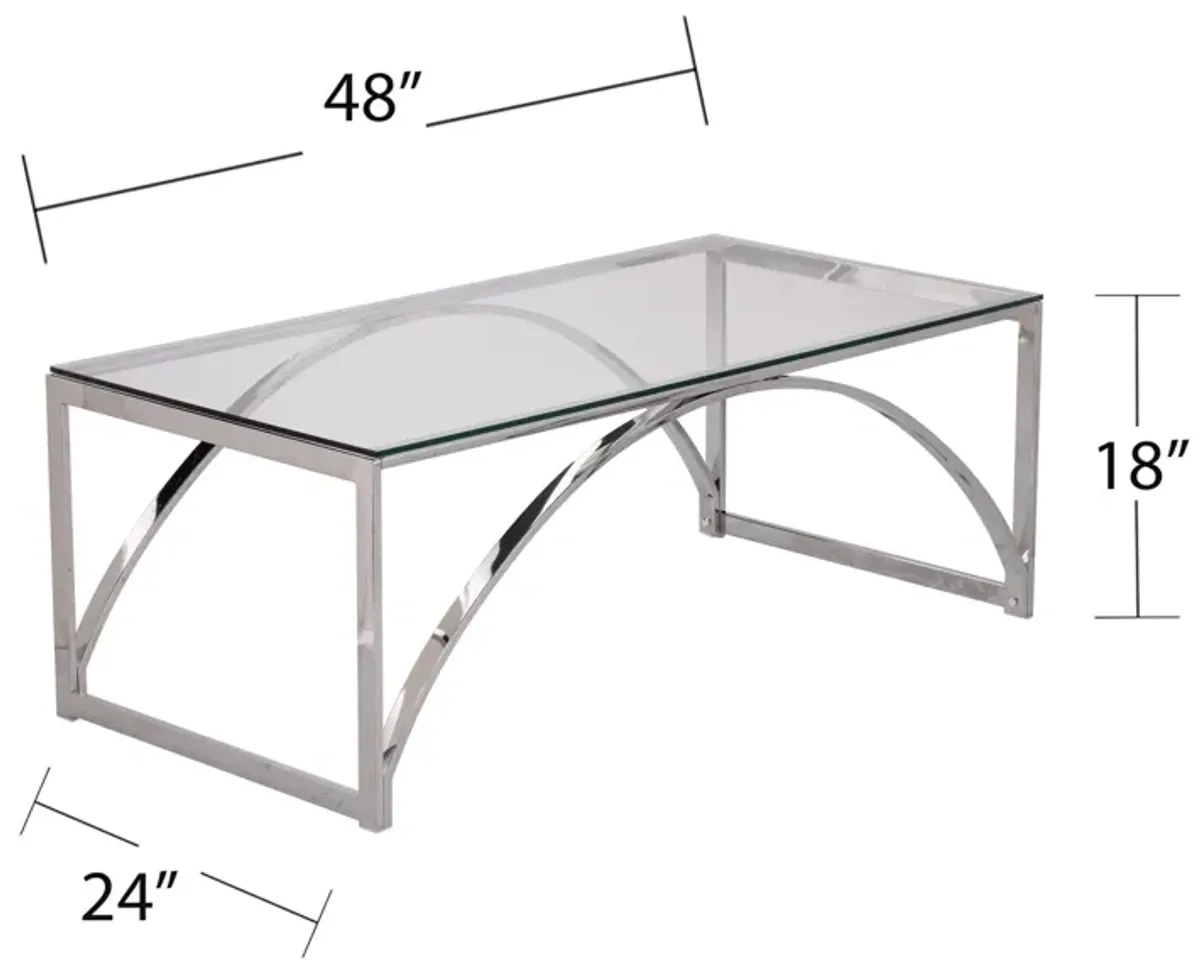 Hivvago 48" Chrome Glass And Metal Rectangular Coffee Table