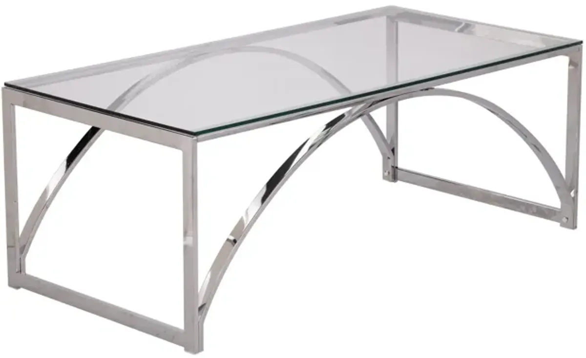 Hivvago 48" Chrome Glass And Metal Rectangular Coffee Table