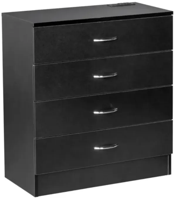 4-Drawer Nightstand Dresser in PB Wood with USB Ports & Outlet for Bedroom Storage