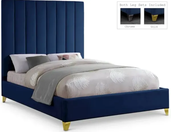 Meridian Furniture Via Navy Velvet Full Bed