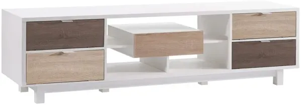 Hivvago Modern 70 inch White TV Stand Entertainment Center with Natural Wood Accents
