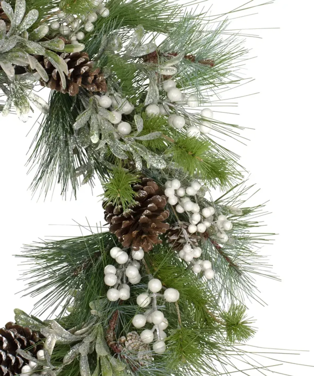 Glittered White Berry and Pinecone Artificial Christmas Wreath  30-Inch  Unlit