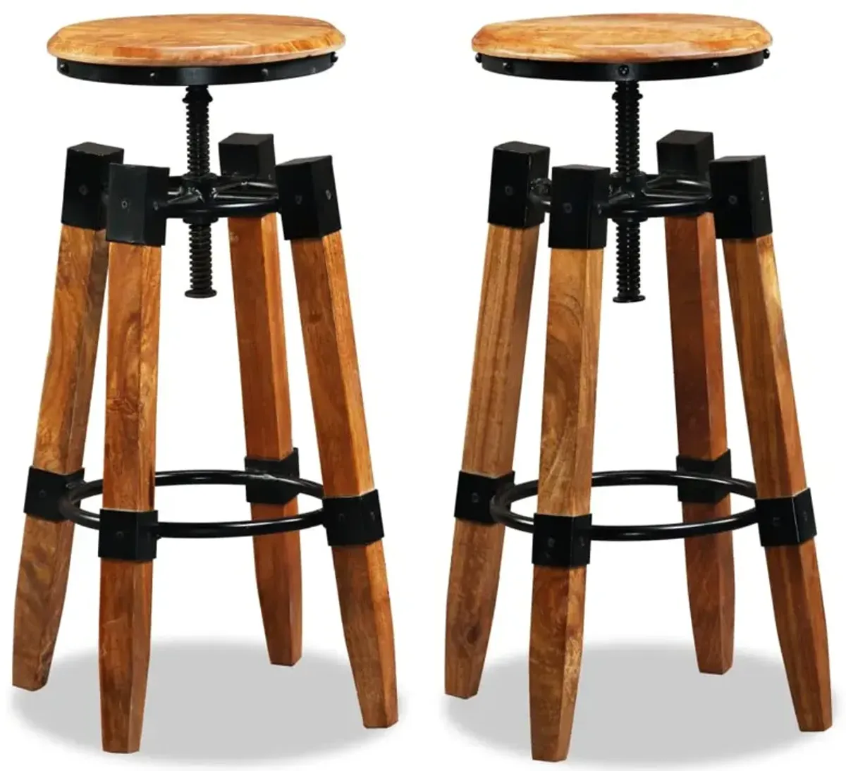 vidaXL Bar Stools 2 pcs Solid Mango Wood