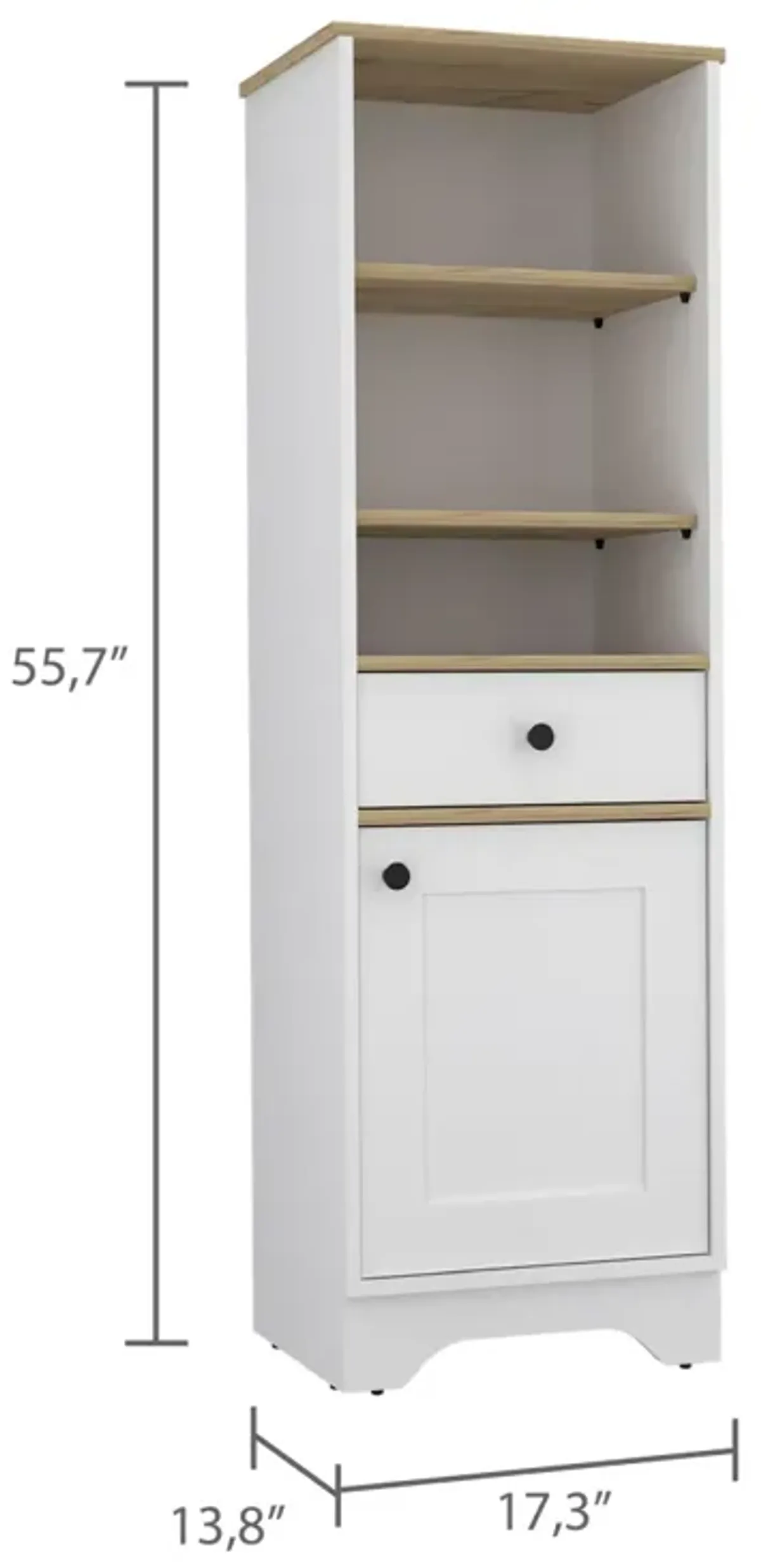 Andalusia 1-Drawer 3-Shelf Linen Cabinet Light Oak And White