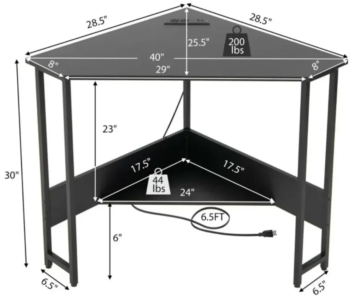 Hivvago Triangle Computer Corner Desk with Charging Station