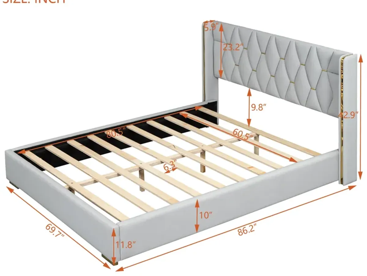 Merax Light Luxurious PU Platform Bed