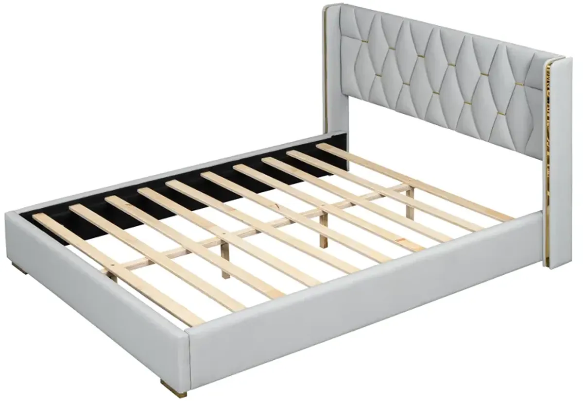 Merax Light Luxurious PU Platform Bed