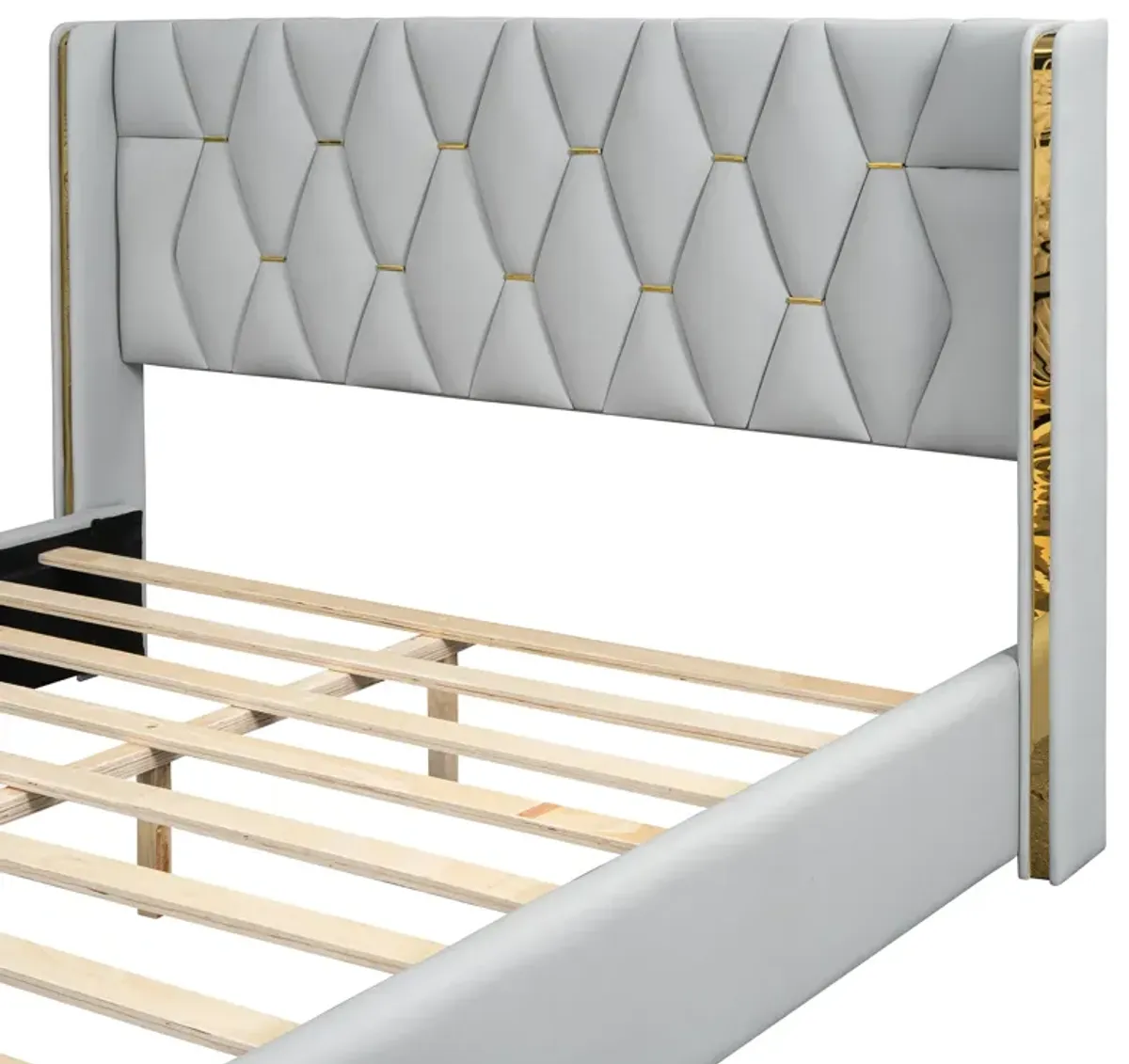 Merax Light Luxurious PU Platform Bed