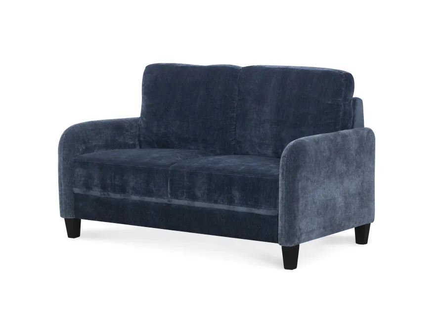 Everly Blue Velvet Loveseat