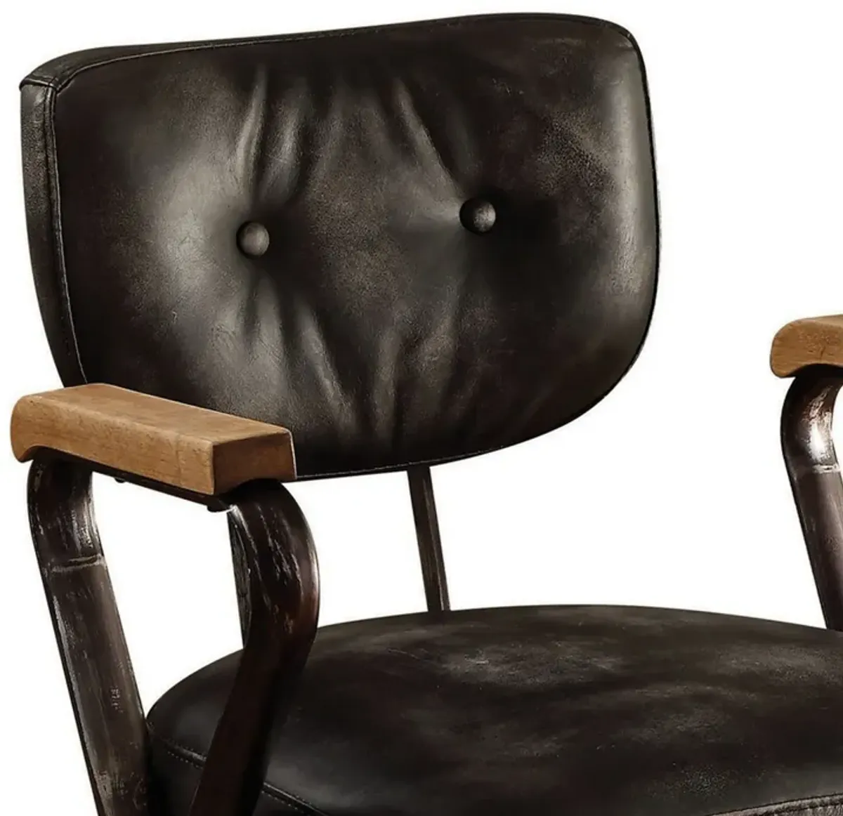 Metal & Leather Executive Office Chair, Black-Benzara