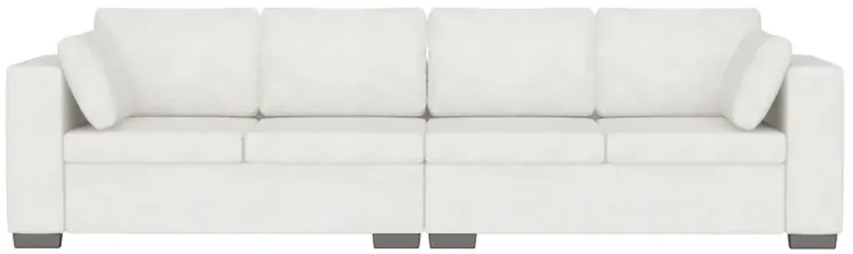 FUFU&GAGA Modern L-Shaped Sectional Sofa in Cream Fabric with Plush Cushions and Wooden Frame, (109.5 in. W x 35.4 in. D x 31.5 in. H), White