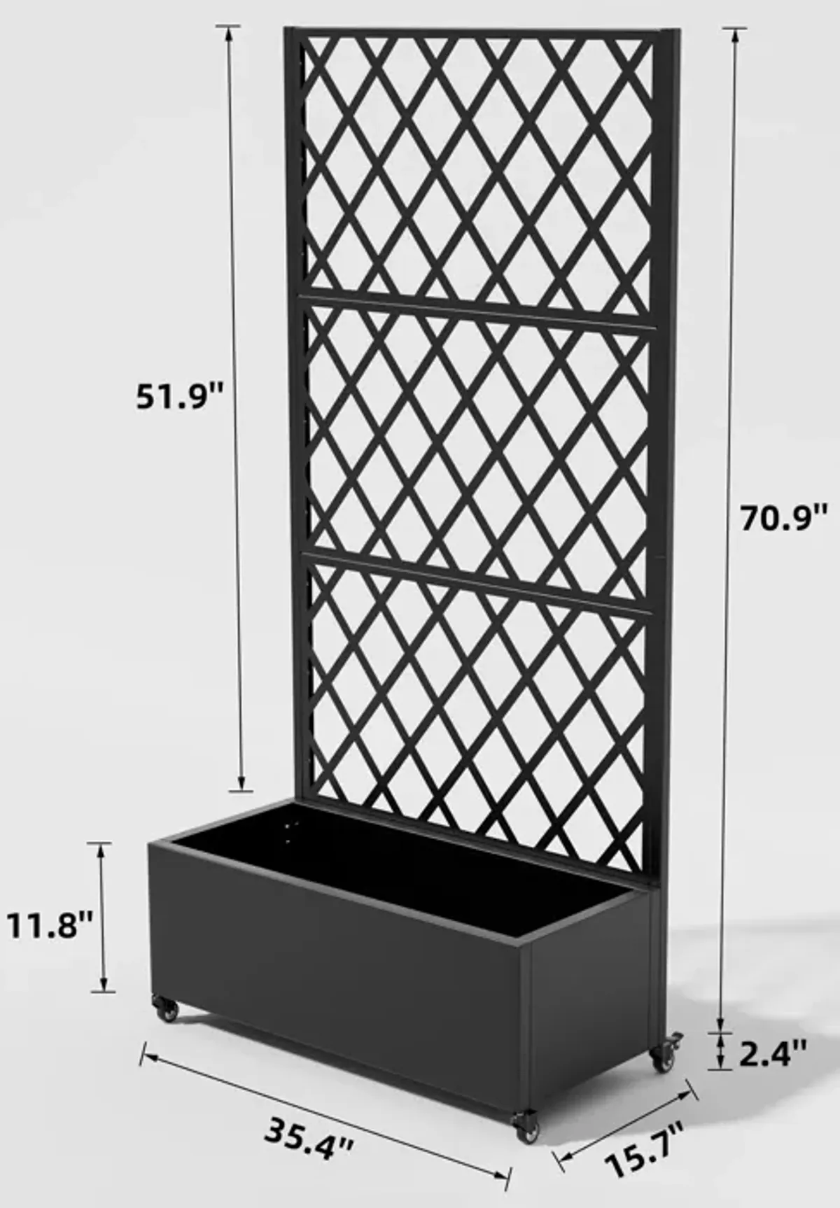 71*35.5 Metal Planter Box with Trellis