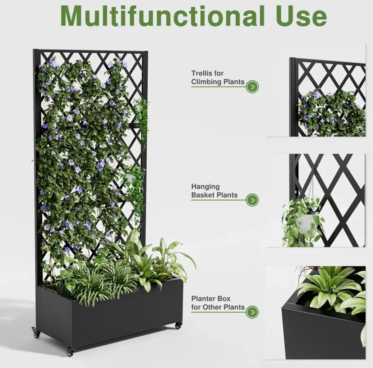 71*35.5 Metal Planter Box with Trellis