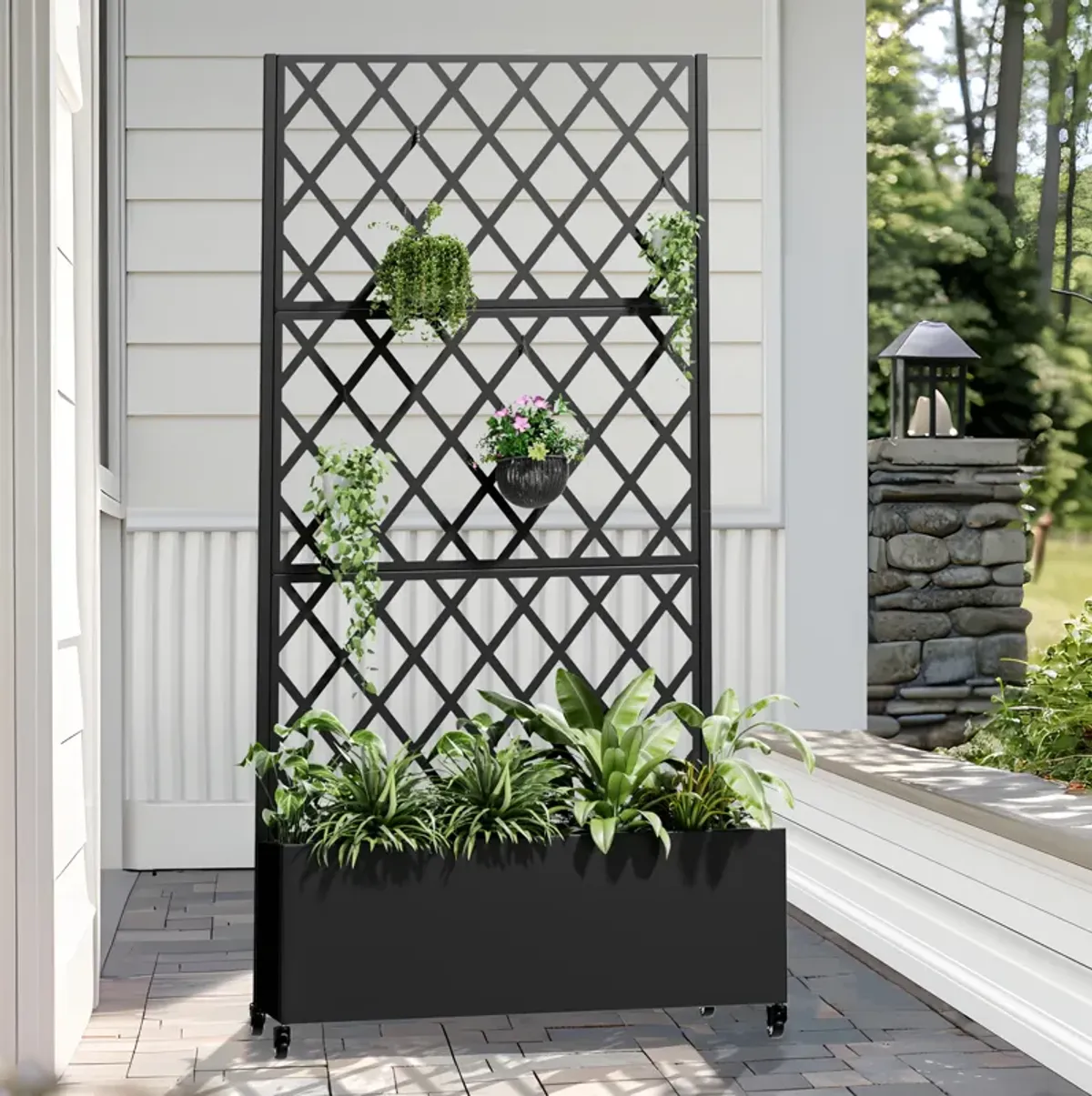 71*35.5 Metal Planter Box with Trellis