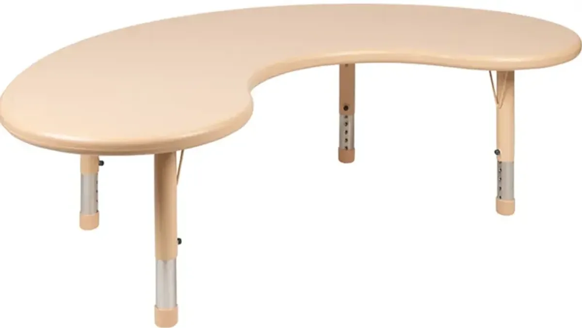 35"W x 65"L Half-Moon Natural Plastic Height Adjustable Activity Table