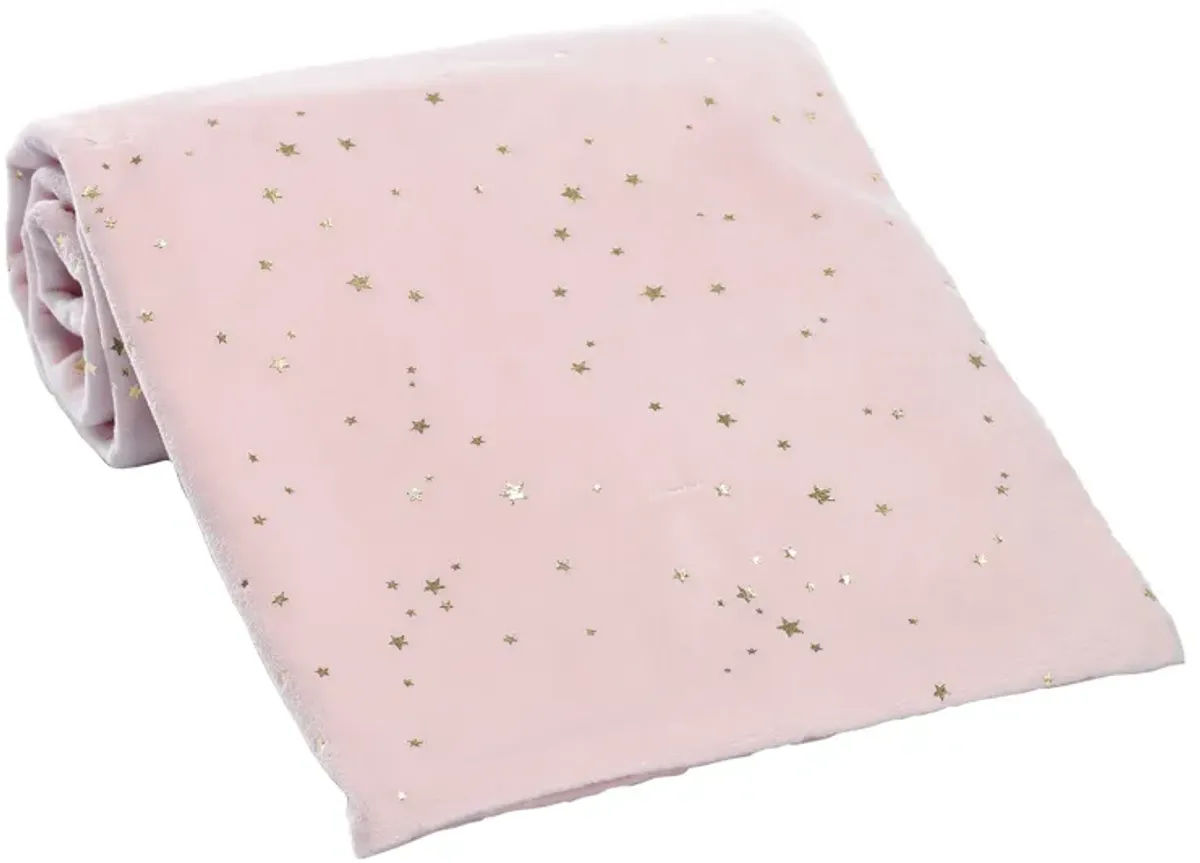 Lambs & Ivy Ballerina Baby Pink with Gold Stars 2-Sided Soft Baby Blanket