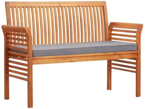 vidaXL 2-Seater Garden Bench with Cushion 47.2" Solid Acacia Wood