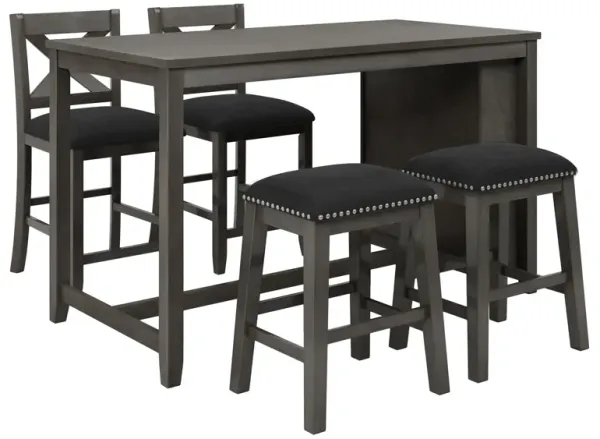 Merax 5 Pieces Counter Height Rustic Farmhouse Dining Room Wooden Bar Table Set