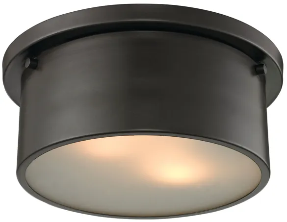 Simpson 10'' Wide 2-Light Bronze Flush Mount