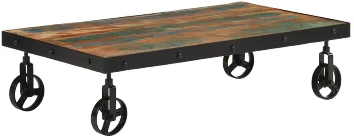 vidaXL Coffee Table with Wheels Solid Reclaimed Wood 39.4x21.7x10.2