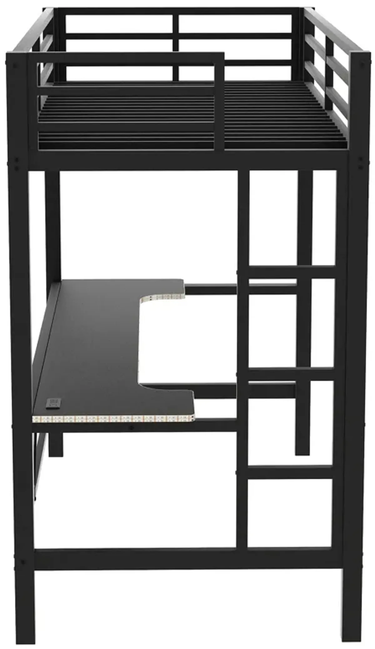 Merax Gaming Metal Loft Bed Frame with LED Light and Desk
