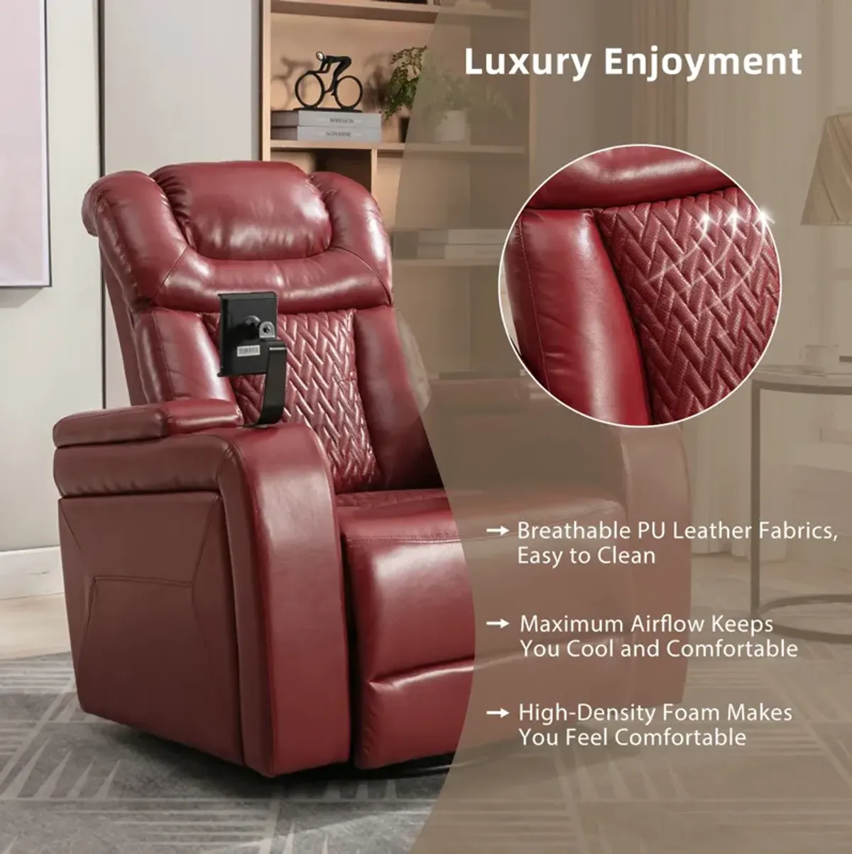 Merax 270 Degree Swivel PU Leather Power Recliner Chair