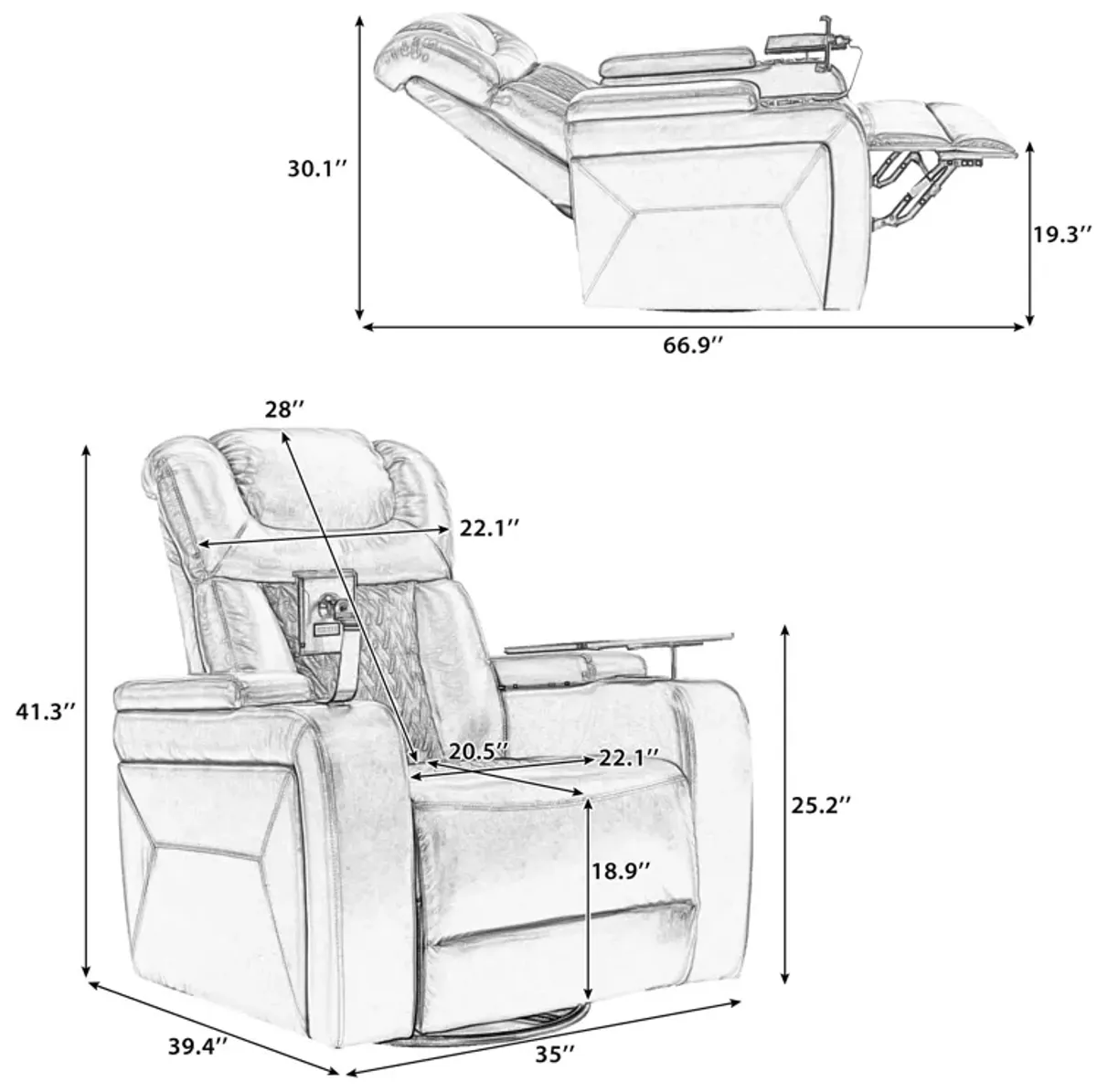 Merax 270 Degree Swivel PU Leather Power Recliner Chair