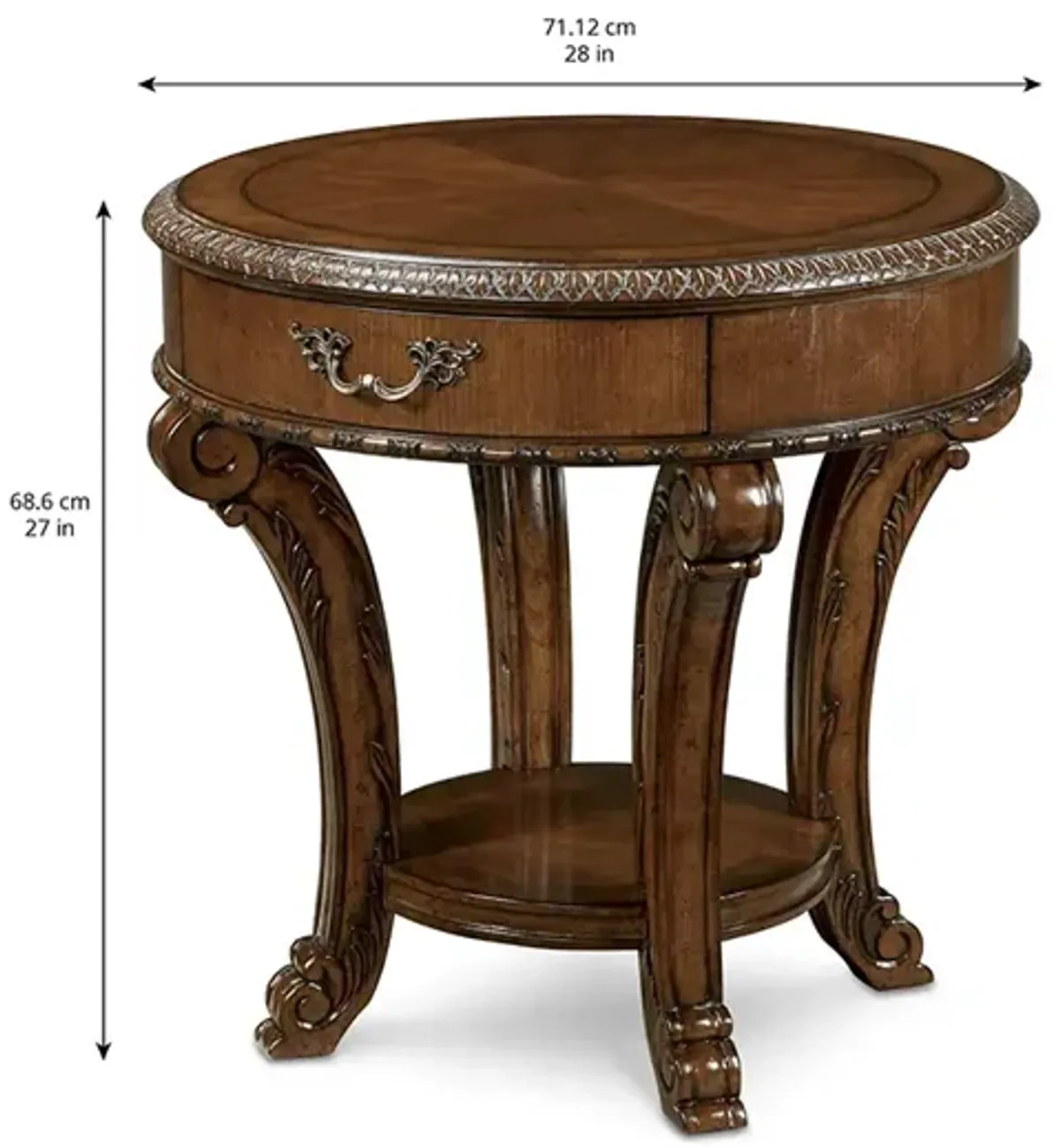 Old World Round End Table