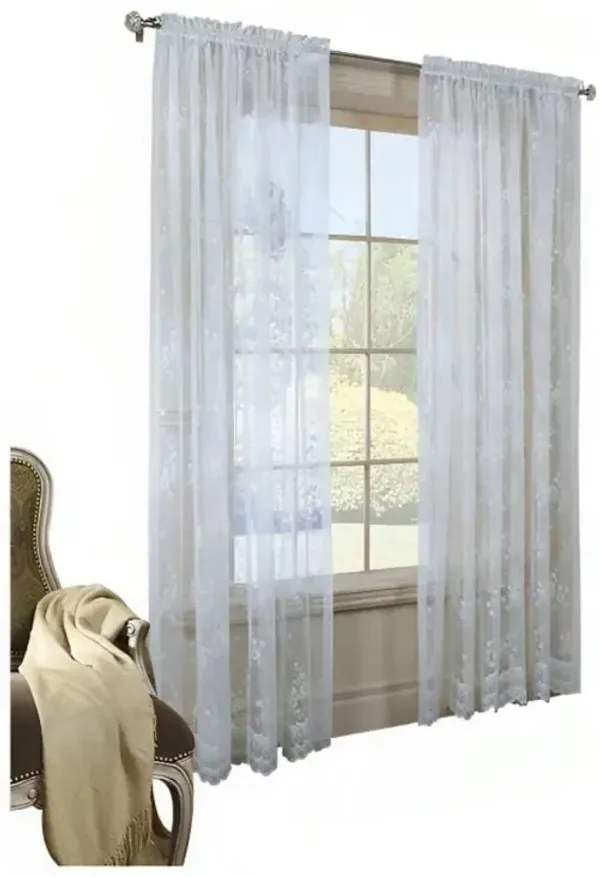 Commonwealth Habitat Mona Lisa Jacquard Lace Tailored Sheer Panel - 56x72" - White