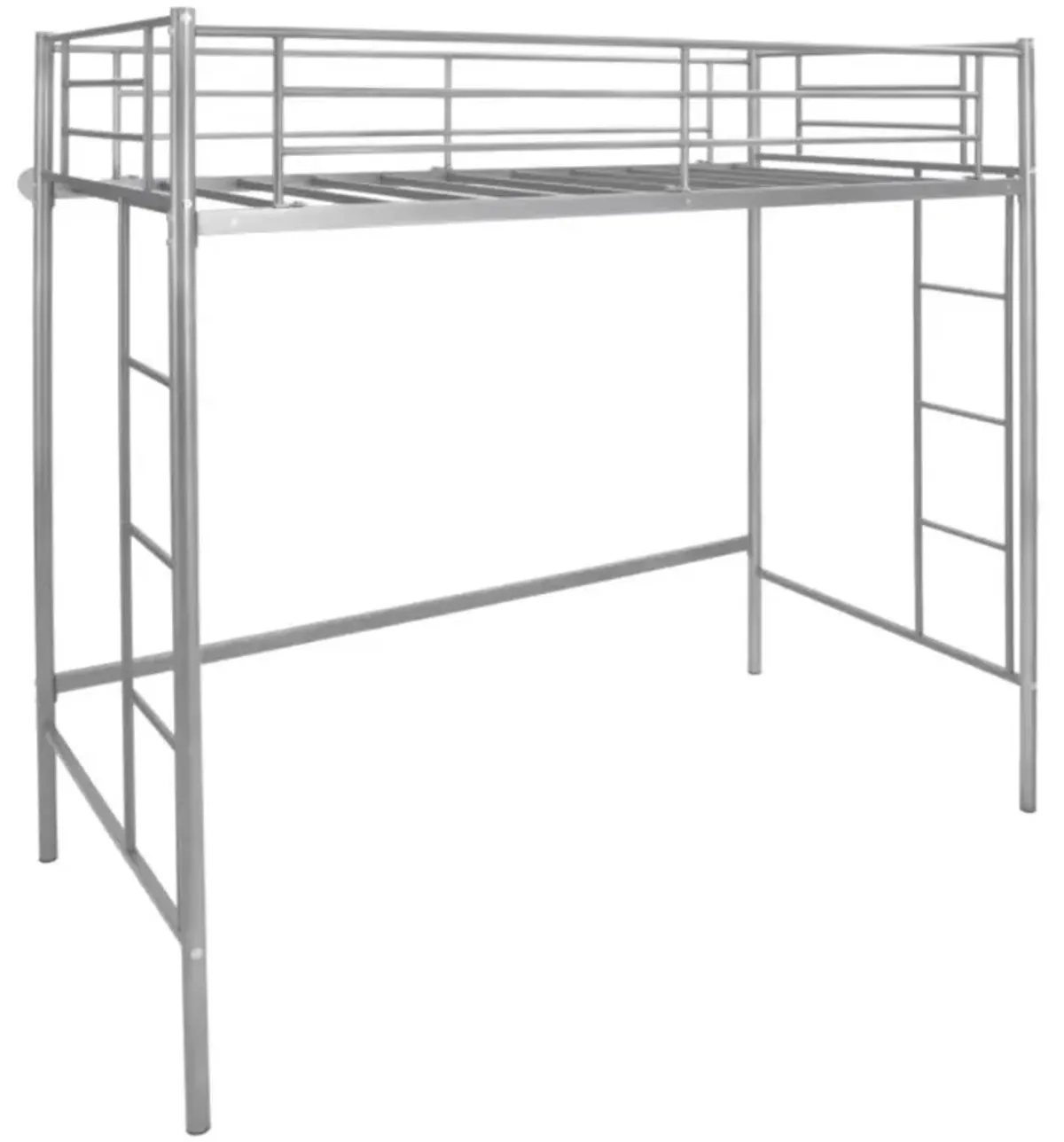 Hivvago Twin Loft Bed Frame with 2 Ladders Full-length Guardrail