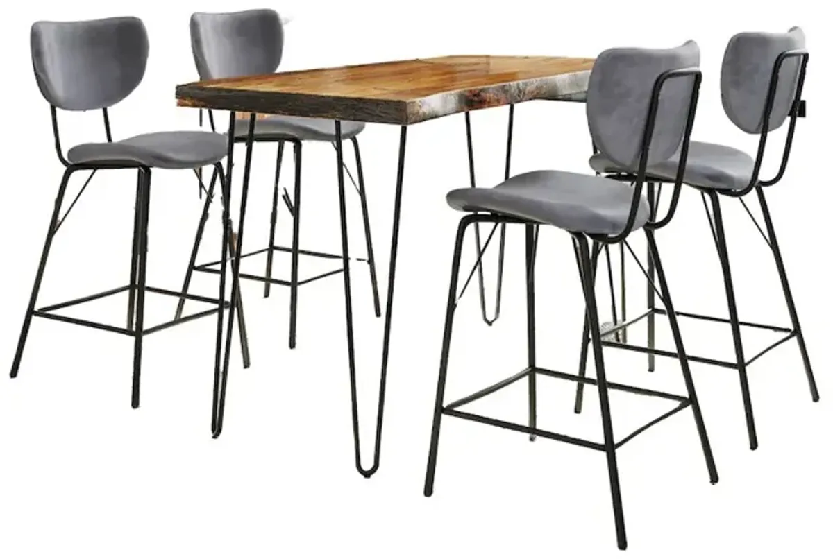 Jofran Nature's Edge Solid Acacia Five Piece Counter Height Dining Set