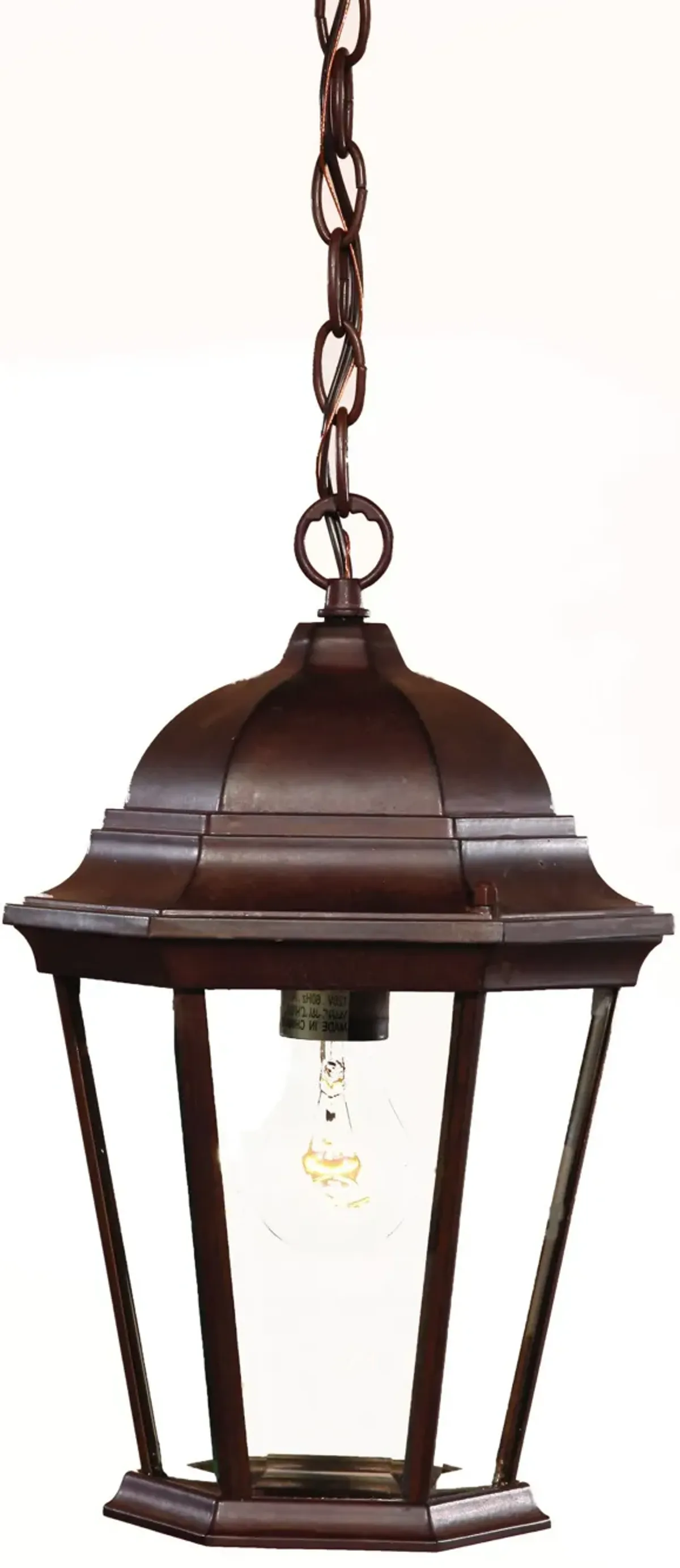 Hivvago Brown Lantern Beveled Metal Dimmable Chandelier With Clear Shades