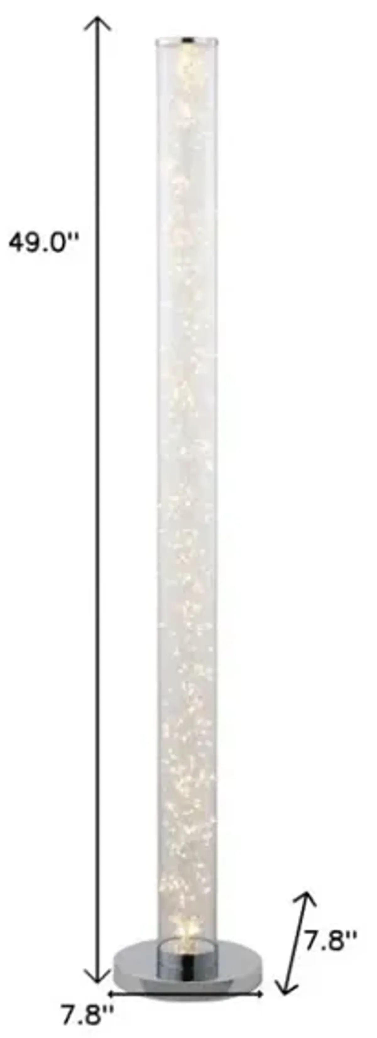 Hivvago 49" White Metal LED Column Floor Lamp With Clear Acrylic Drum Shade