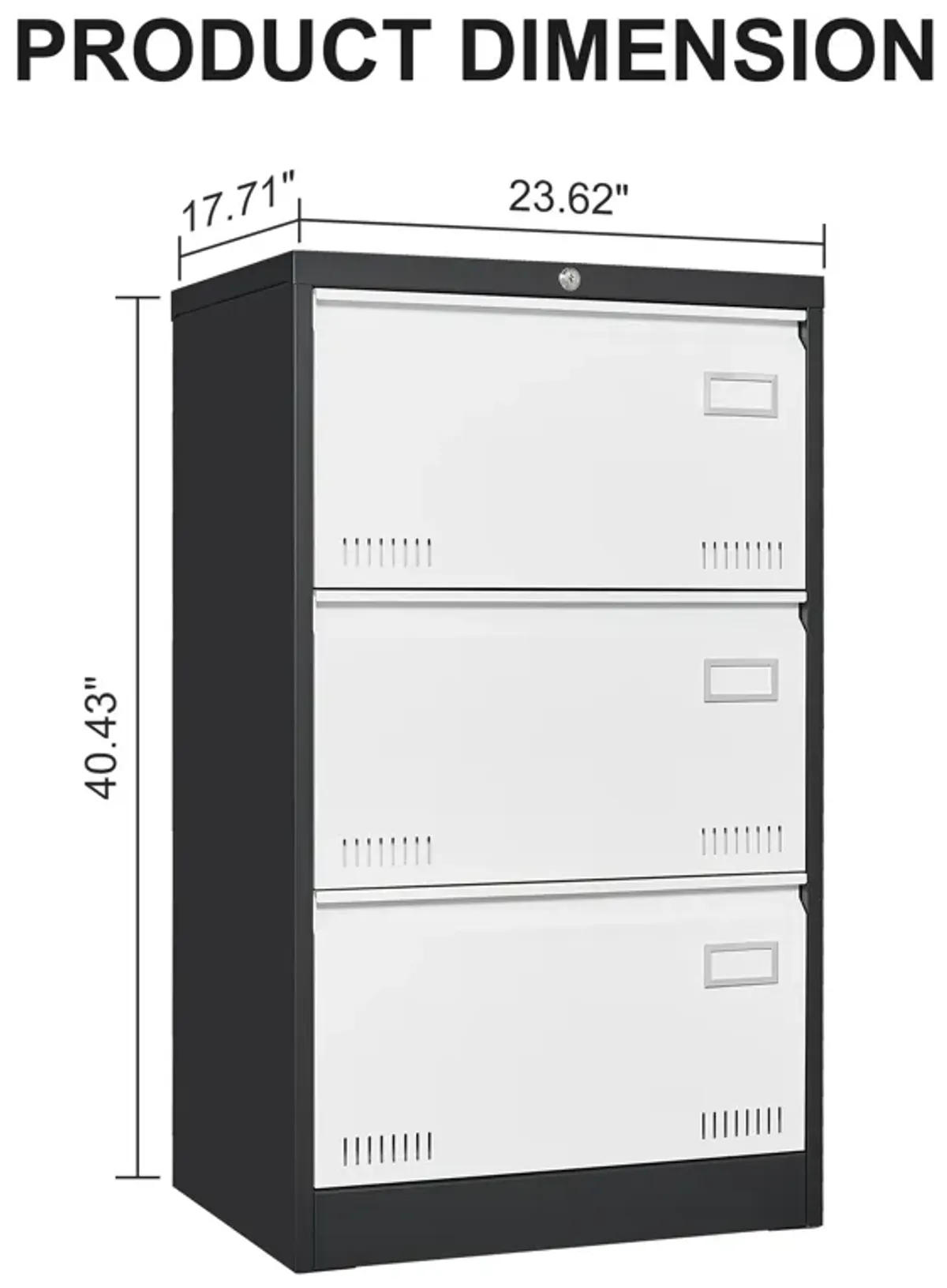 3 Drawer Metal Lateral File Cabinet with Lock,Office Vertical Files Cabinet for Home Office/Legal/Letter/A4,Locking Metal File Cabinet,Assembly Required