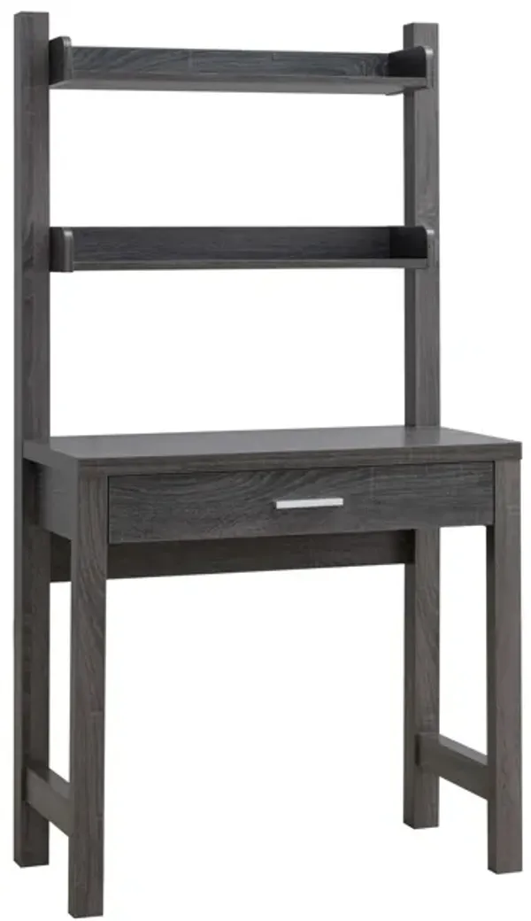 Distressed Grey Home Office Desk with 2 Shelved and Drawer