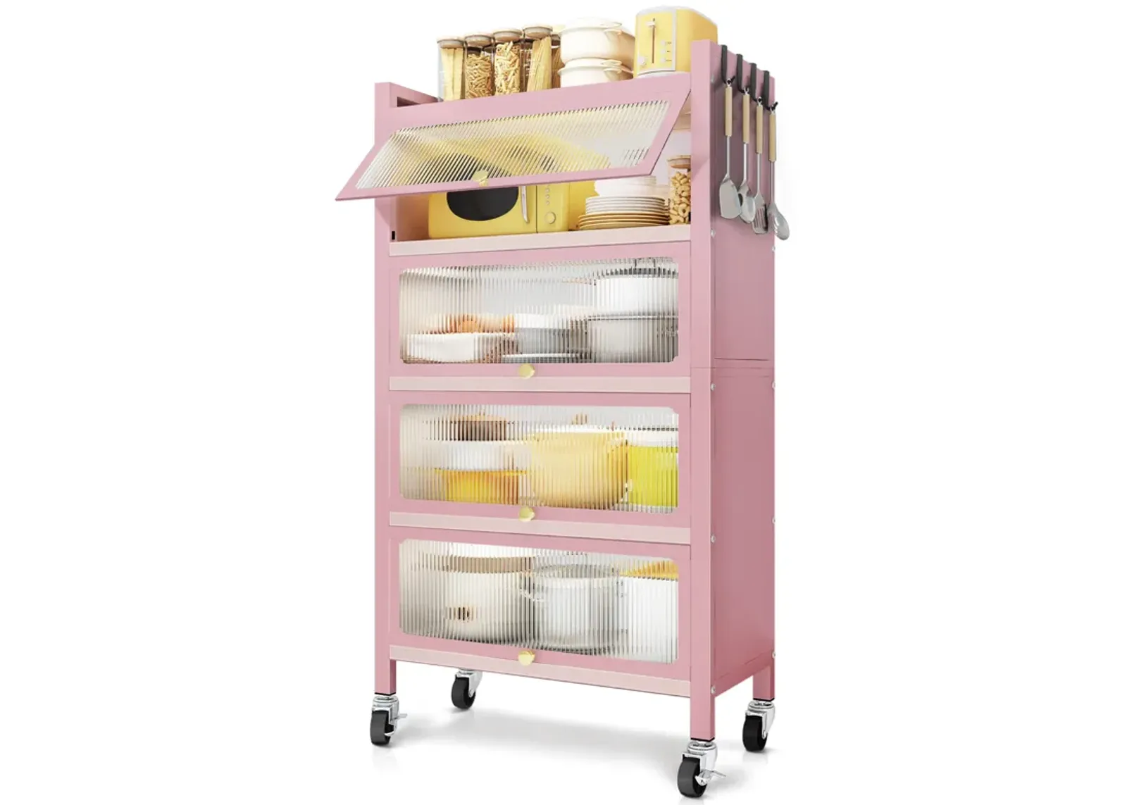 Mega Casa 56.2" Tall Steel 4 - Door Accent Cabinet Pink New Arrival