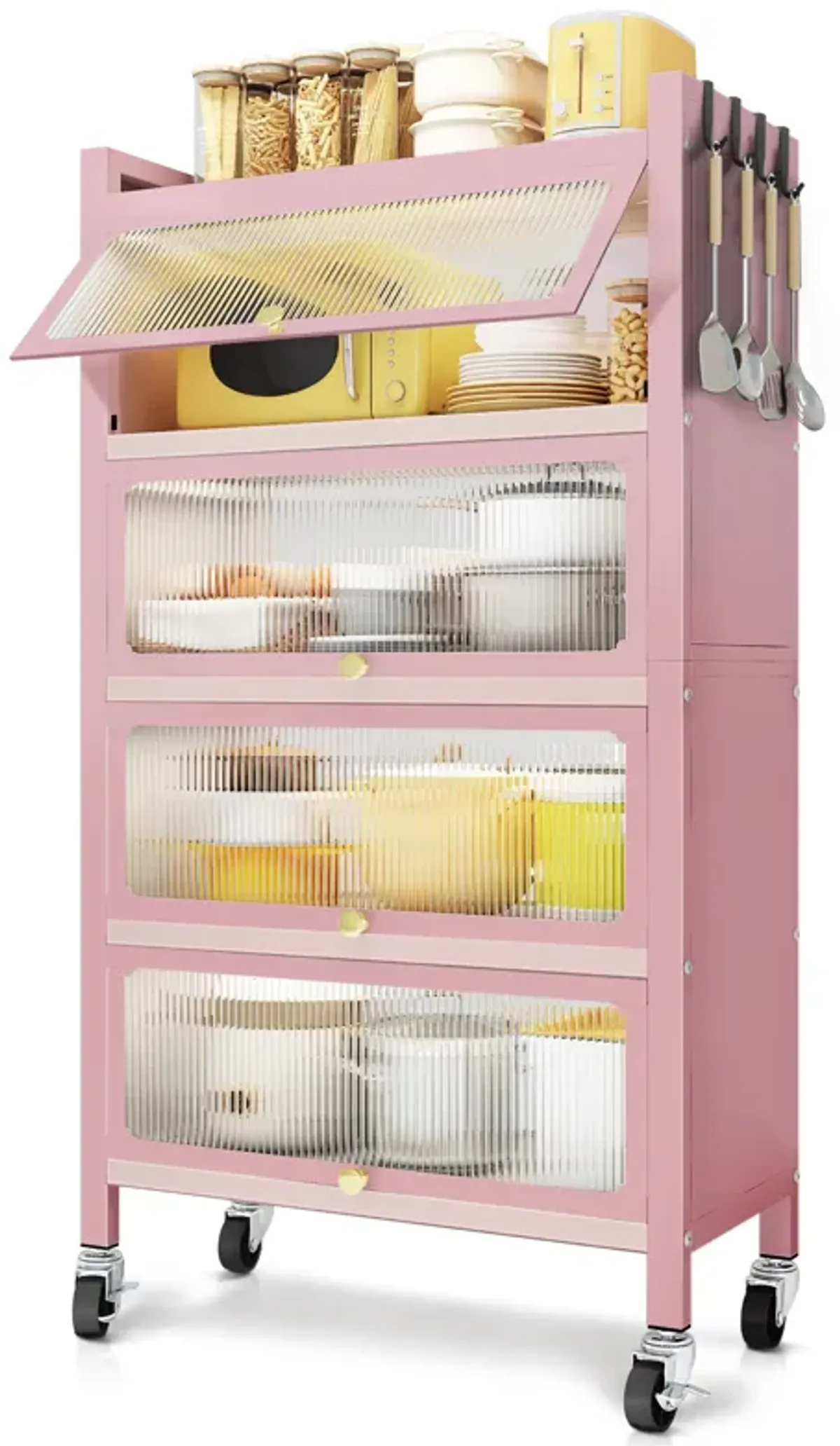 Mega Casa 56.2" Tall Steel 4 - Door Accent Cabinet Pink New Arrival