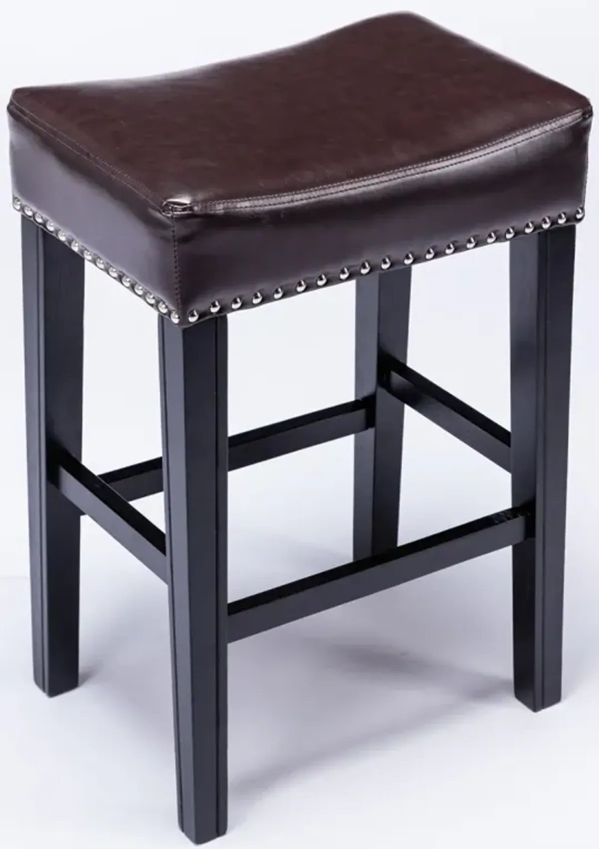 Set of 2 Brown Faux Leather 26" Bar Stools